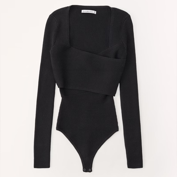 Abercrombie & Fitch Tops - Abercrombie & Fitch LuxeLoft Wrap Bodysuit Black Size Small NWT